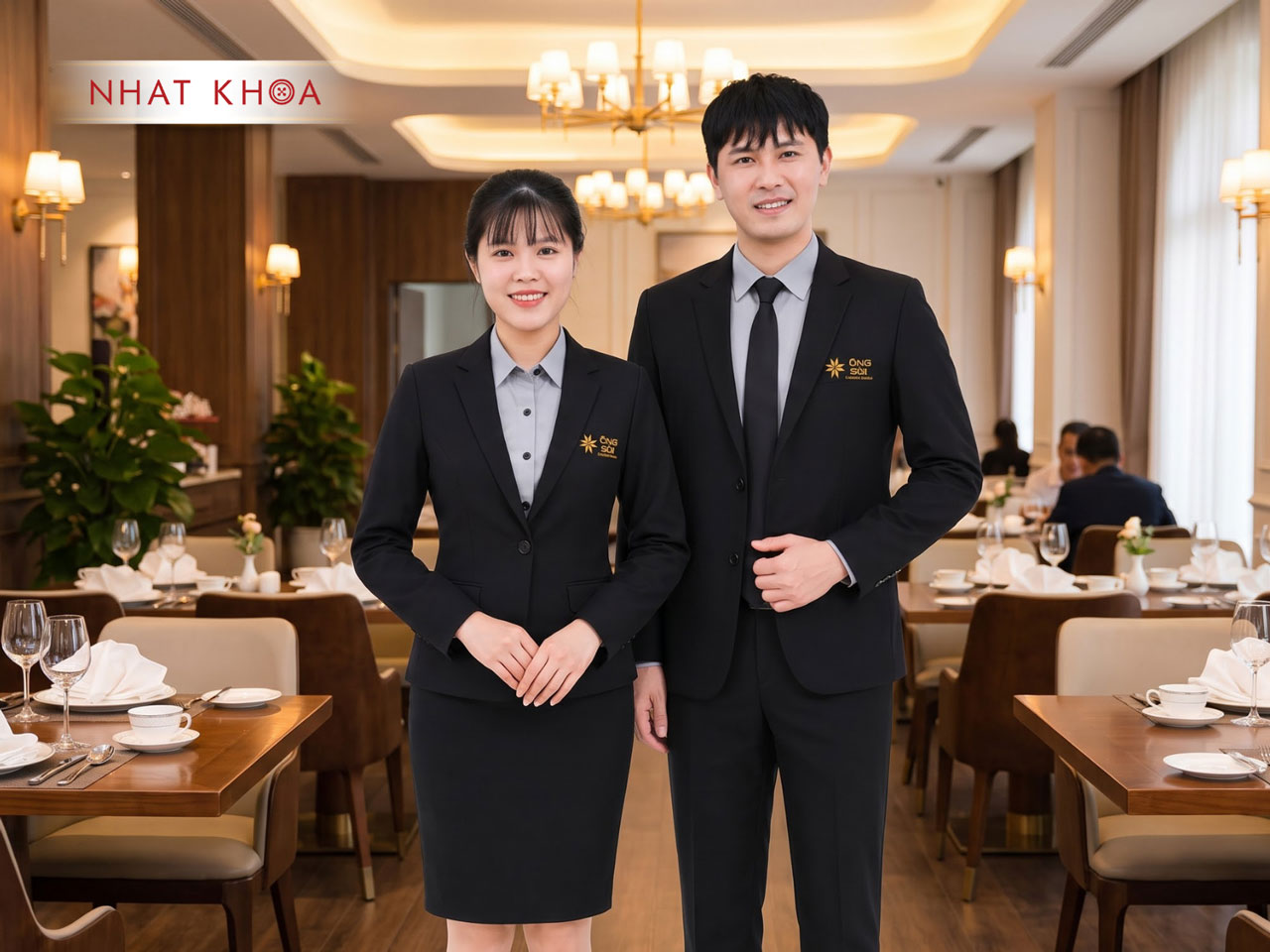 Áo vest đồng phục nhà hàng cao cấp, sang trọng.