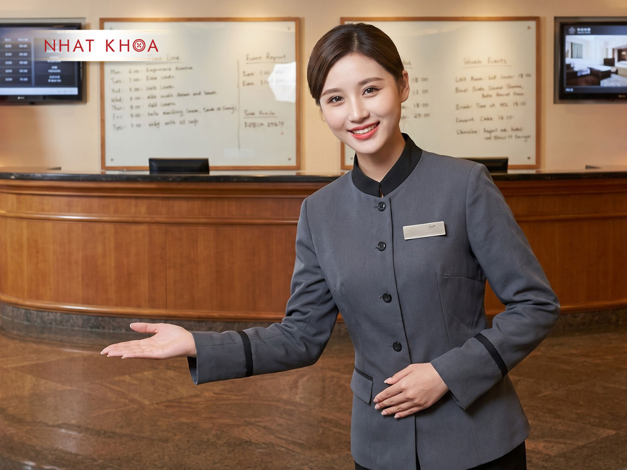 Đồng phục lễ tân tạo ấn tượng chuyên nghiệp ngay từ lần gặp đầu tiên.