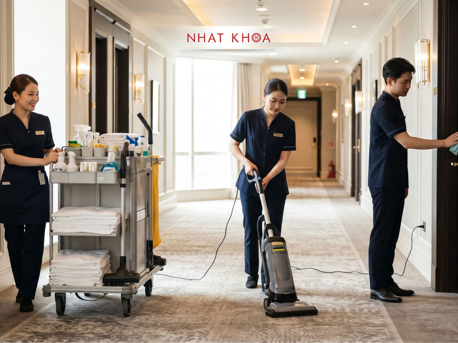 Đồng phục tạp vụ khách sạn chuyên nghiệp, chỉn chu.