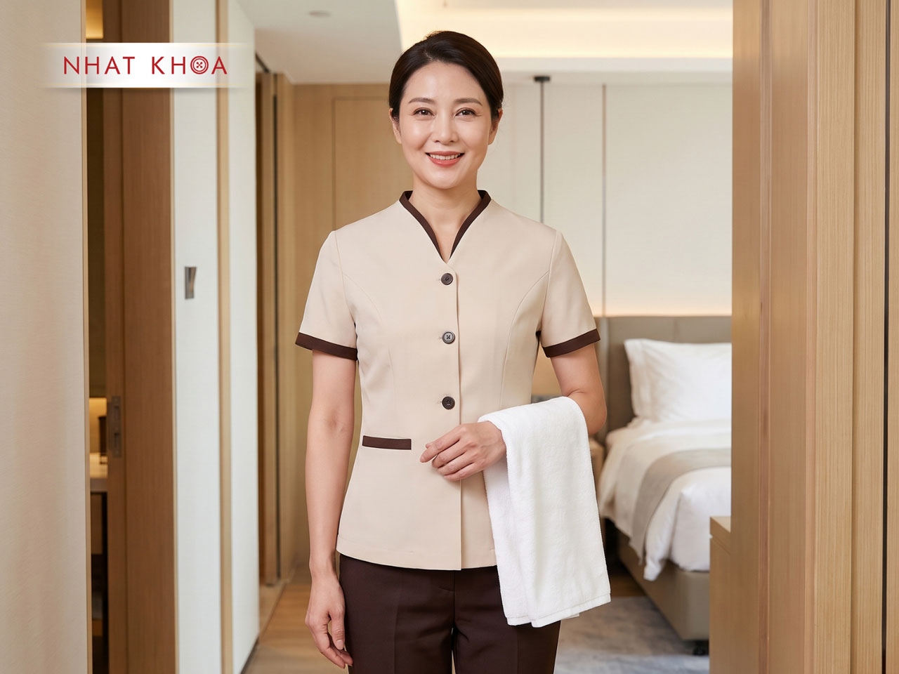 Đồng phục tạp vụ khách sạn gọn gàng, chuyên nghiệp và tiện dụng.
