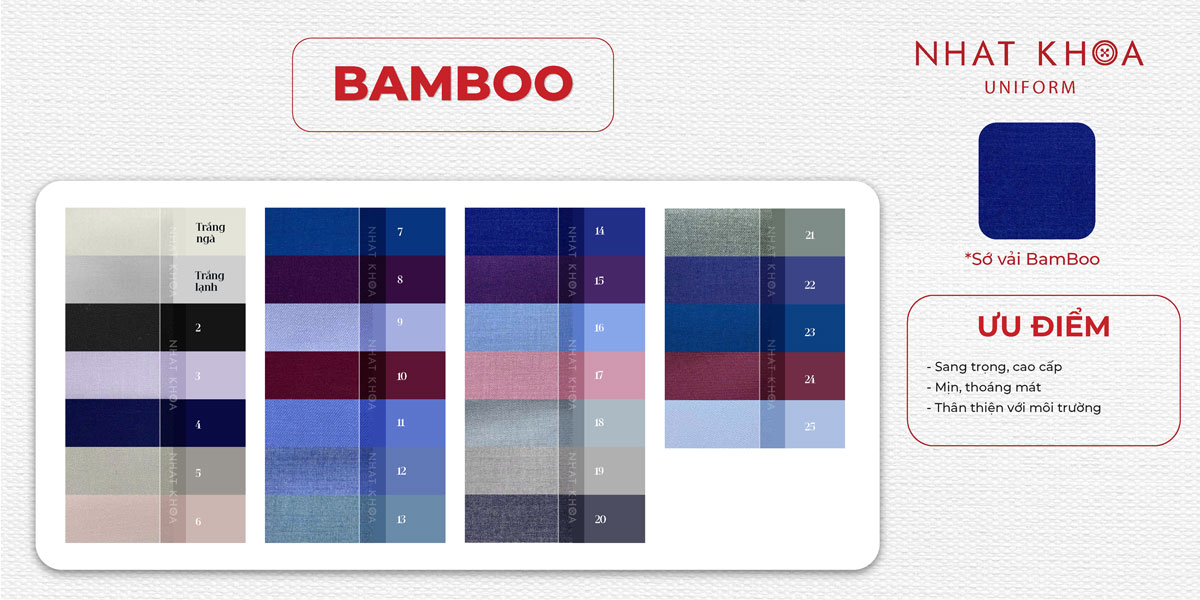 Bảng màu vải bamboo