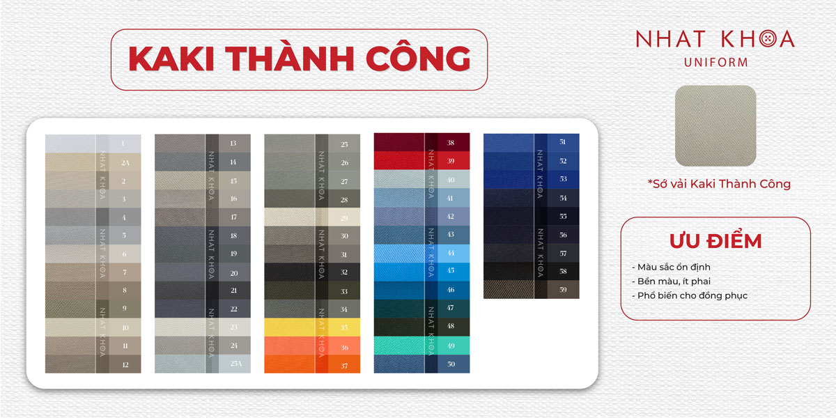 Bảng màu vải kaki thành công