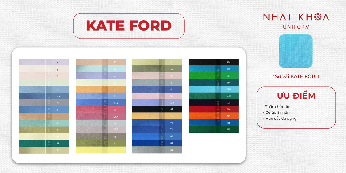Bảng màu vải kate ford