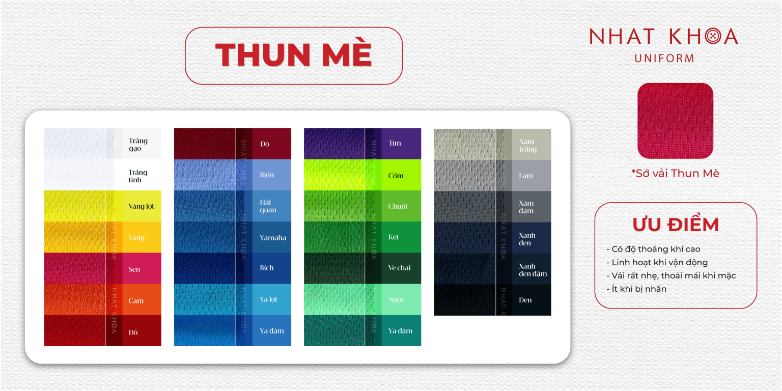 Bảng màu vải thun mè