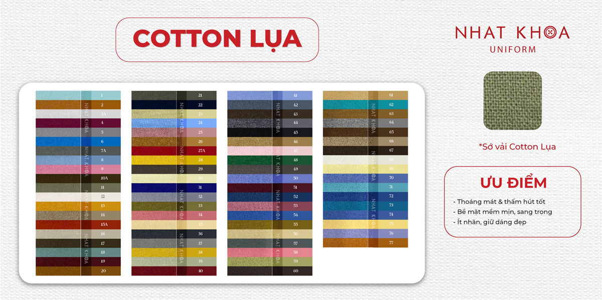 Bảng màu vải cotton lụa