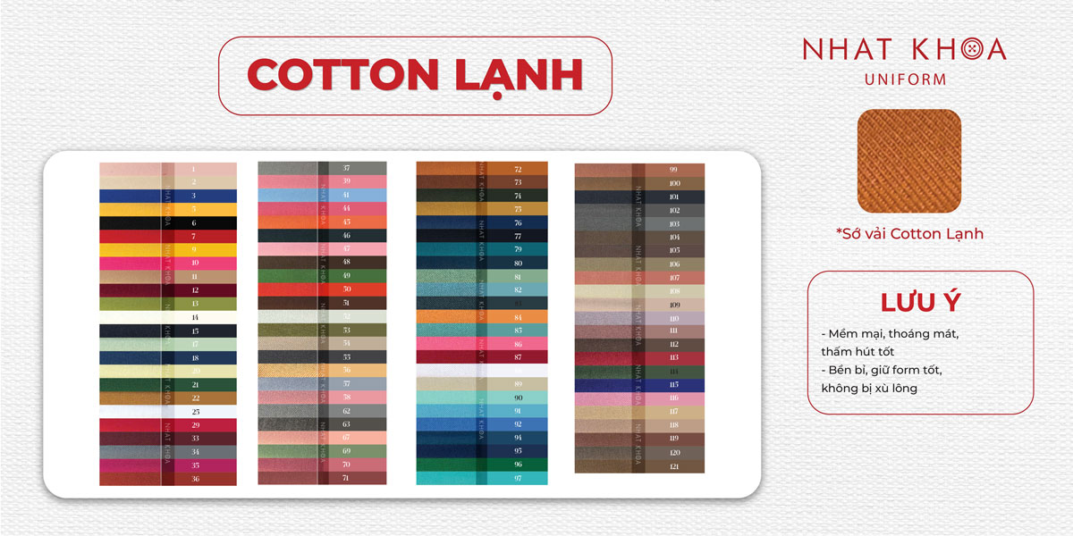 Bảng màu vải cotton lạnh