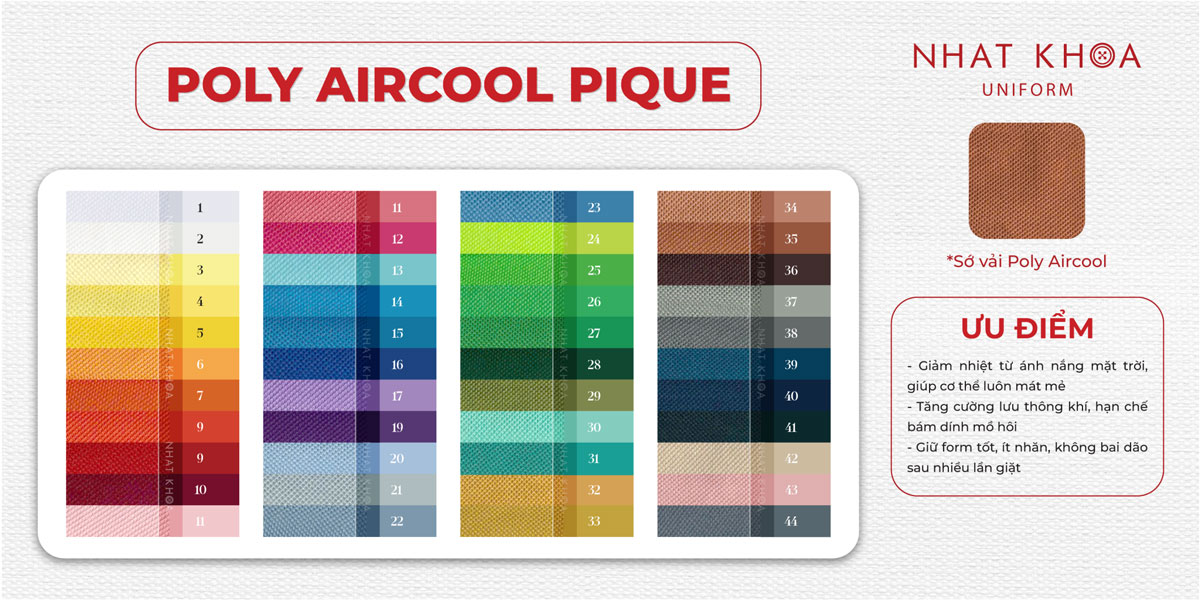 Bảng màu vải Poly Aircool