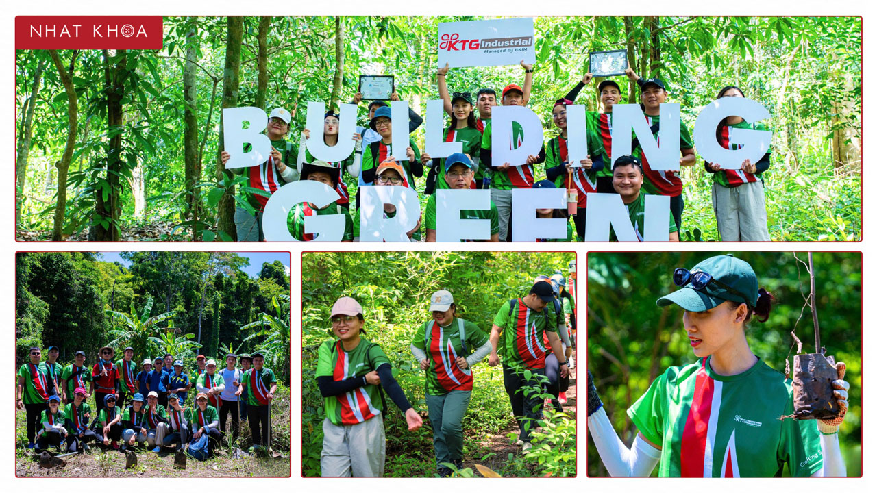 Đồng phục team building doanh nghiệp trong hoạt động ngoài trời.