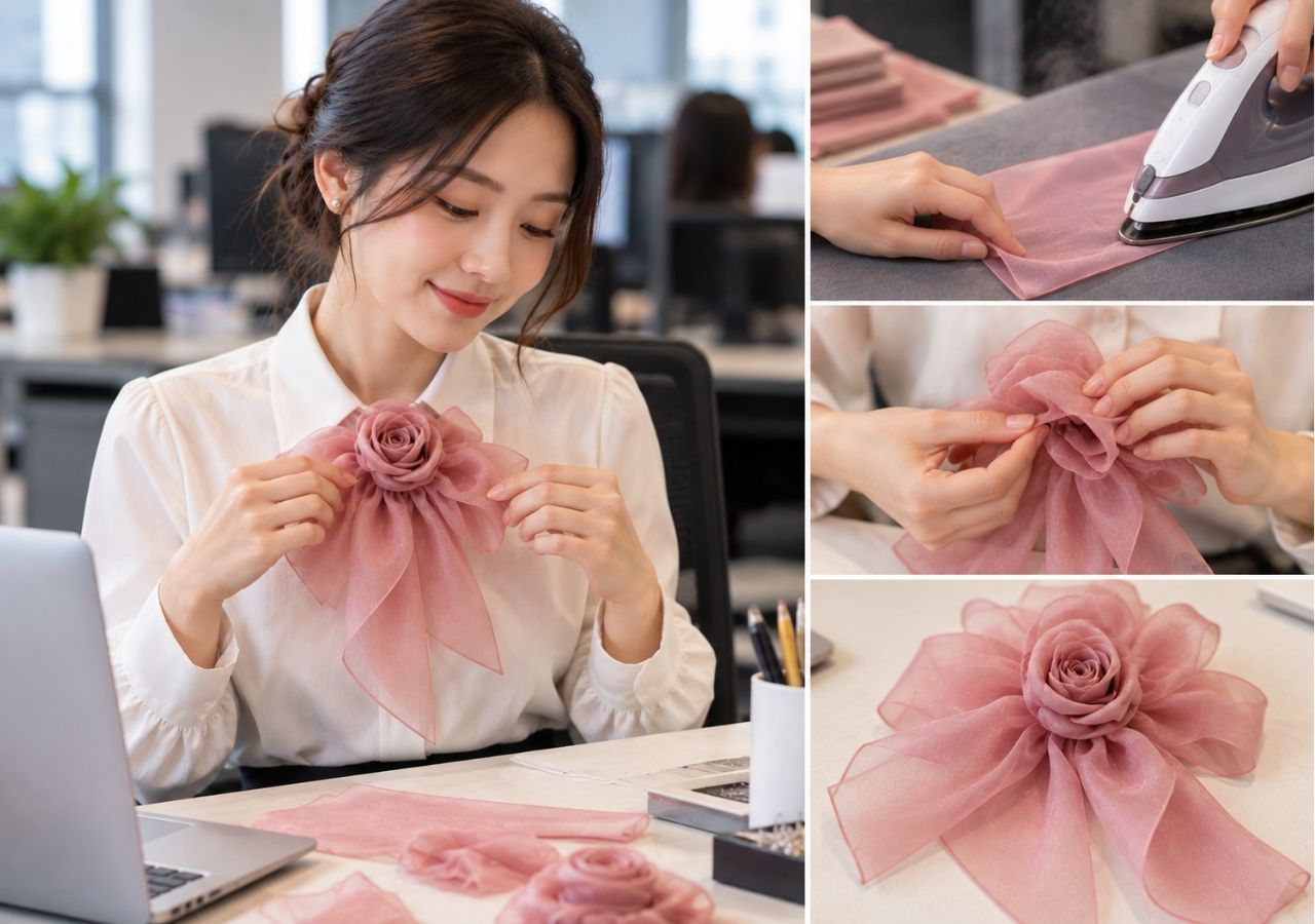 Cách làm phồng cánh nơ với vải mỏng trong môi trường công sở.