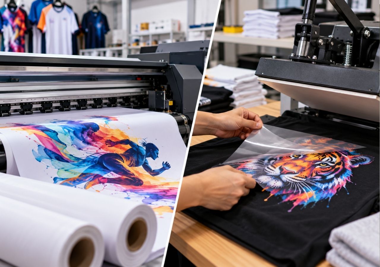 In Sublimation và PET có quy trình chuyển nhiệt khác nhau.