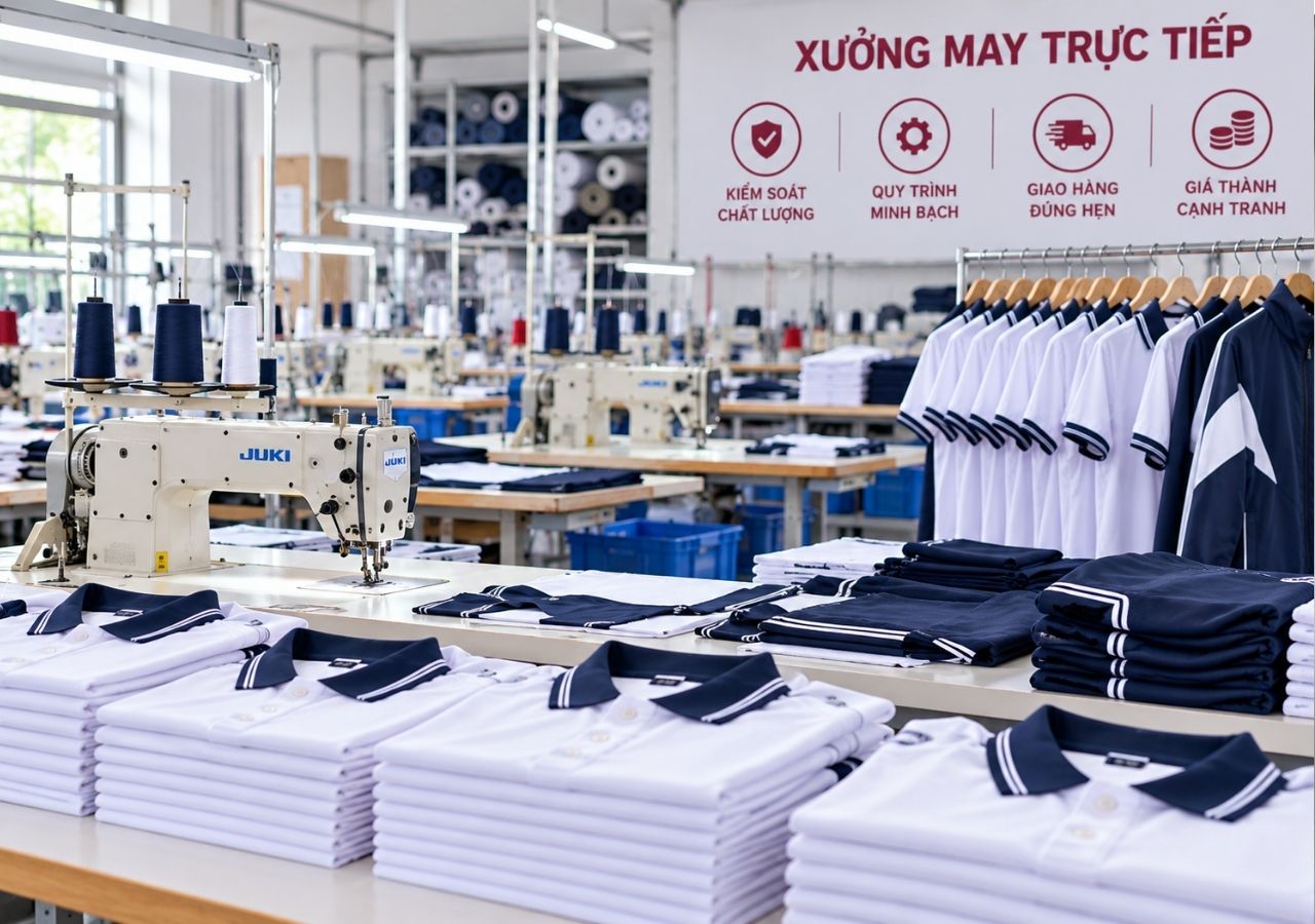 Xưởng may trực tiếp giúp kiểm soát chất lượng và giao hàng.