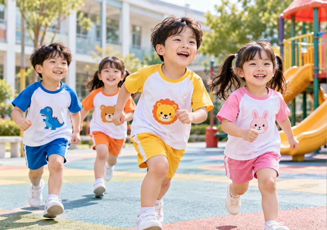 Mẫu áo đồng phục học sinh mầm non giúp trẻ thoải mái vận động mỗi ngày.