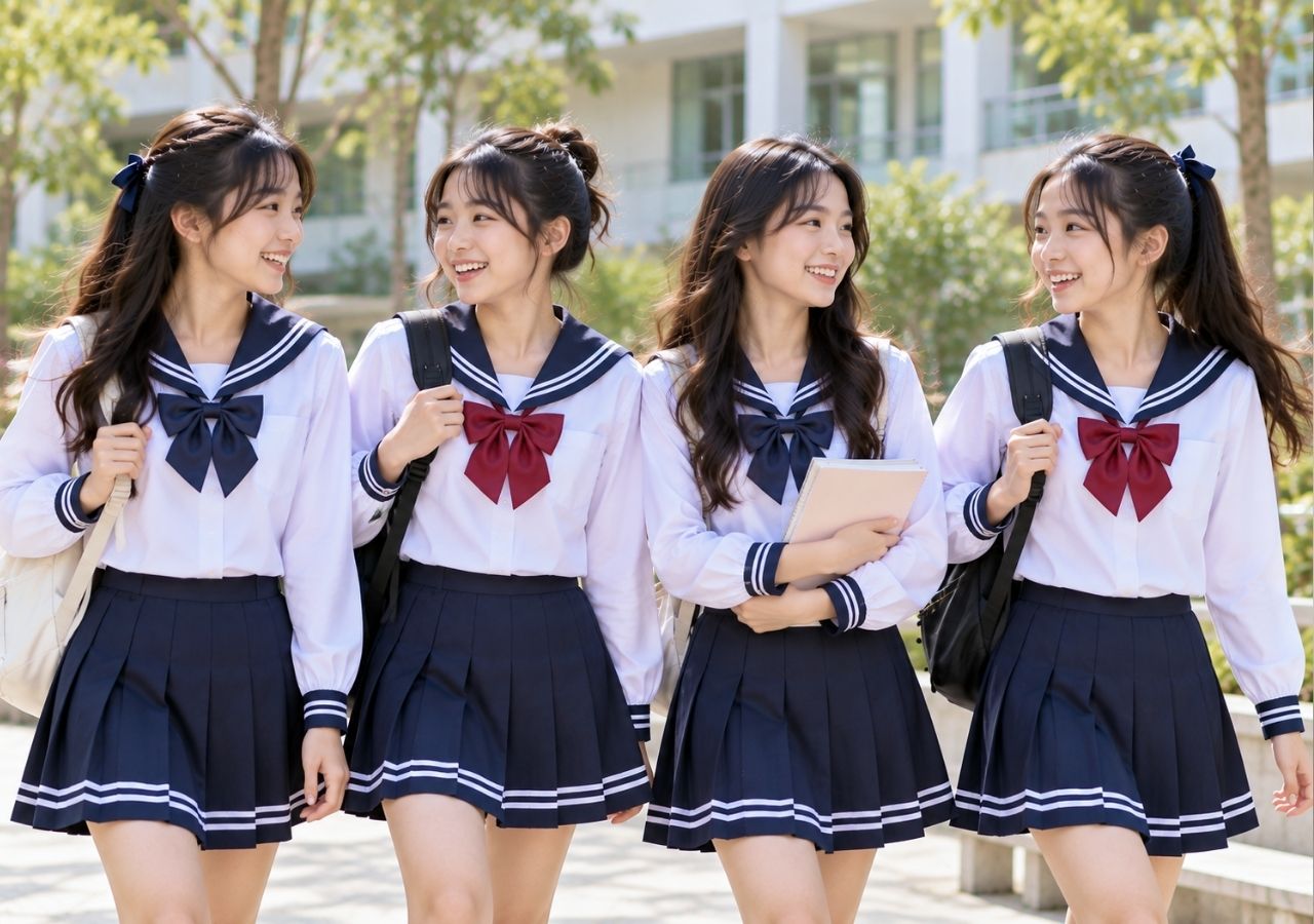 Đồng phục thủy thủ Nhật Bản mang nét trẻ trung và duyên dáng.