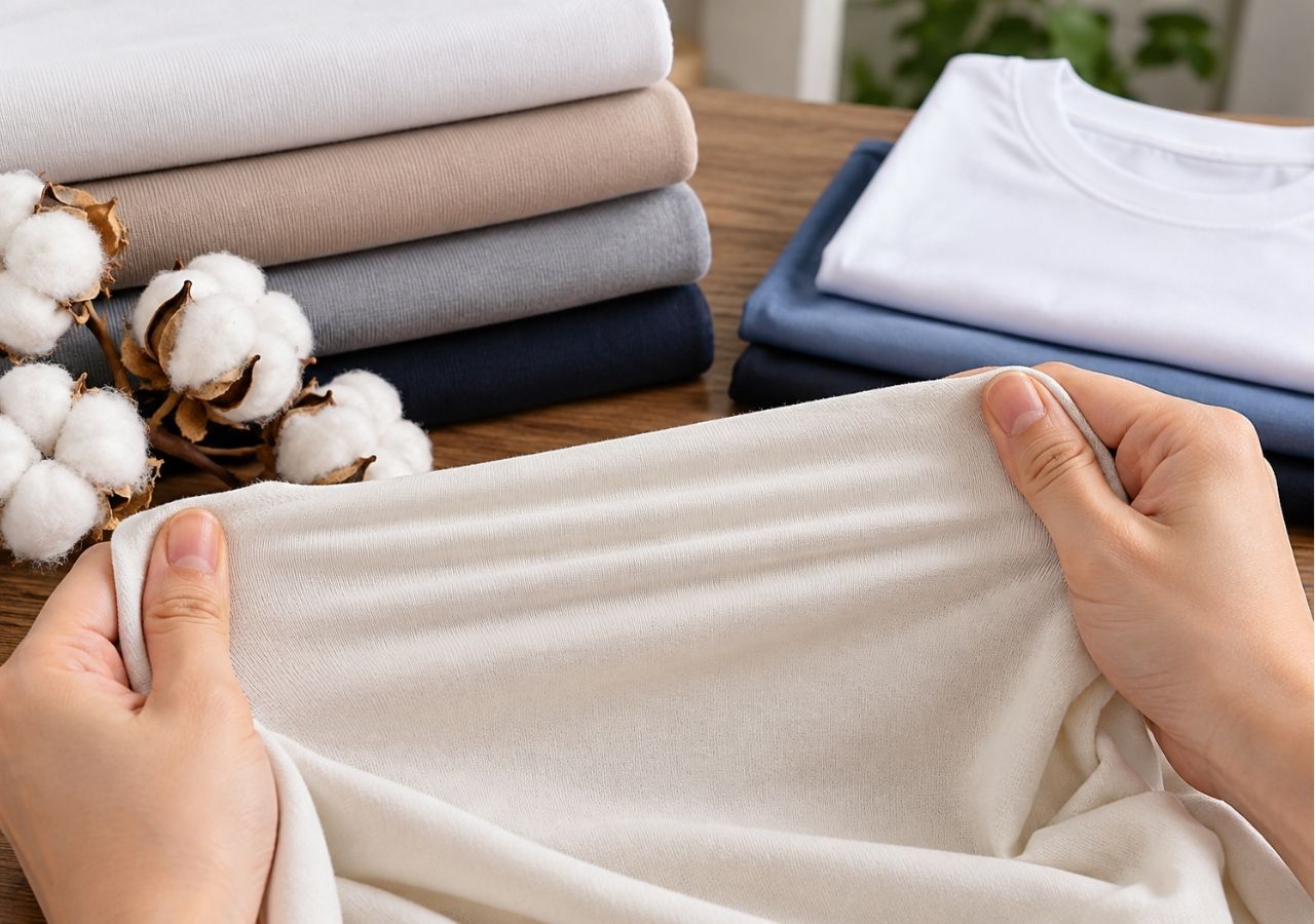 Vải cotton 2 chiều có độ co giãn theo chiều ngang.