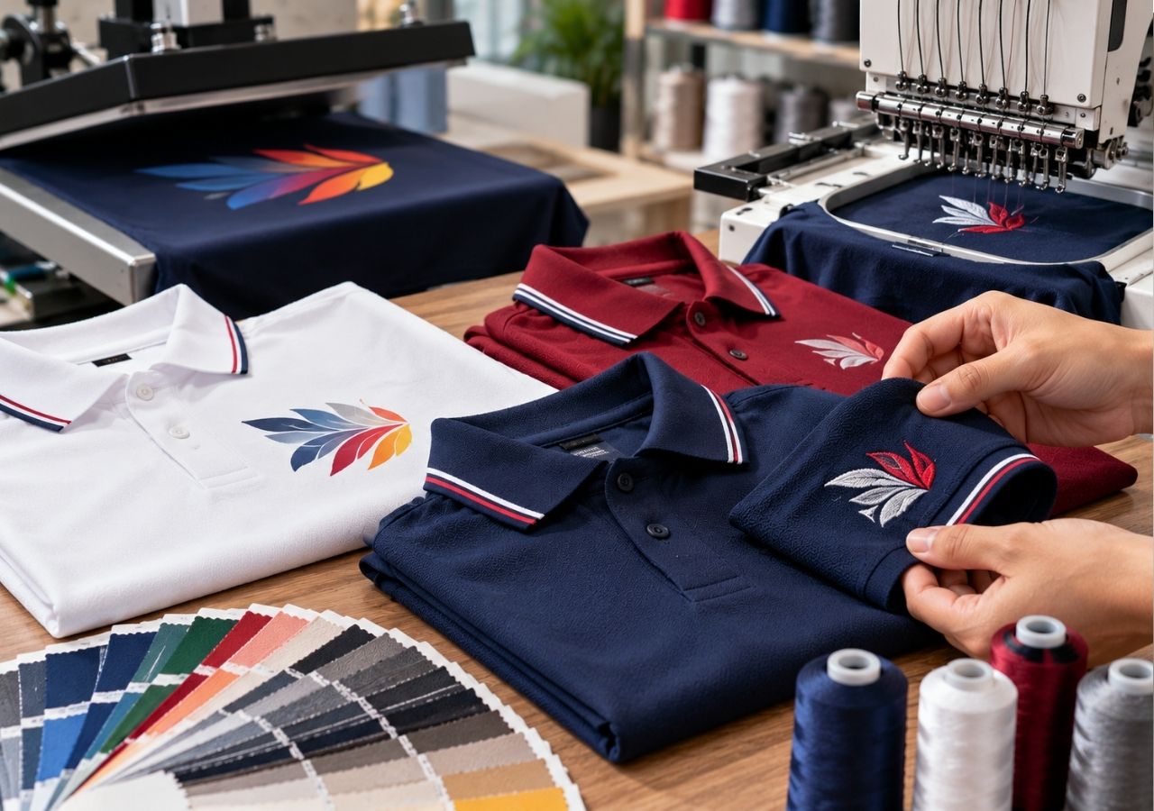 Vải cotton 4 chiều phù hợp với nhiều kỹ thuật in và thêu logo.