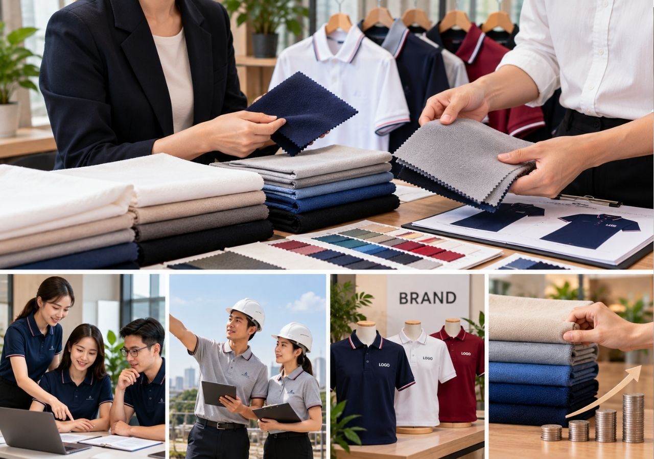 Chọn vải cotton 4 chiều phù hợp giúp đồng phục thoải mái và chuyên nghiệp.