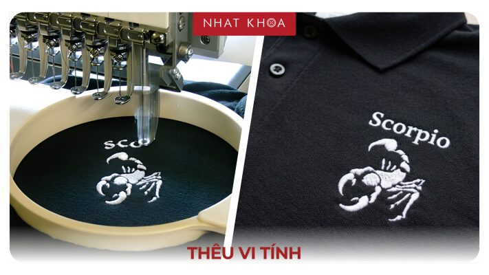 Logo thêu vi tính trên áo polo cực kỳ bền bỉ và nổi bật.
