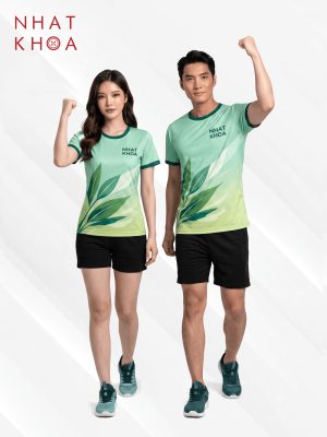 Áo Thun Đồng Phục Team Building Họa Tiết Lá Xanh