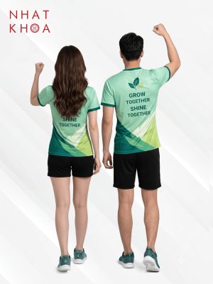 Alternative view of Áo Thun Đồng Phục Team Building Họa Tiết Lá Xanh
