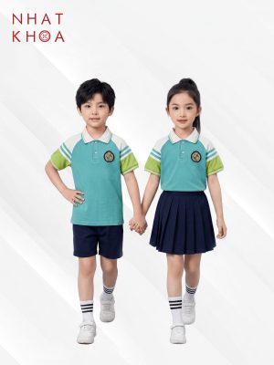 Áo Polo Đồng Phục Học Sinh Ba Sọc Vai Thể Thao