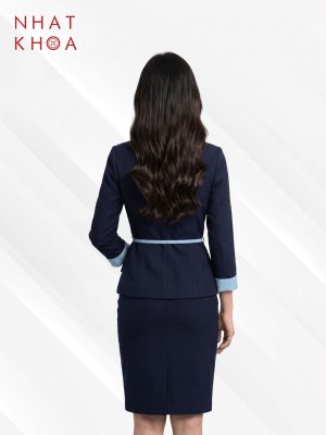 Đồng Phục Lễ Tân Navy Phối Xanh Thiên Thanh - Image 2