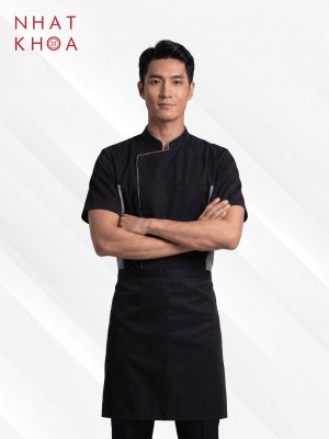 Đồng Phục Bếp Đen Phối Hông Xám