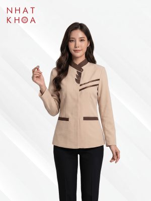 Đồng Phục Nhà Hàng Cổ Trụ Phối Sọc Ngực