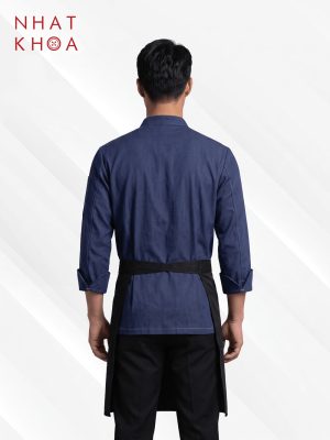 Alternative view of Đồng Phục Bếp Xanh Navy Nẹp Chéo