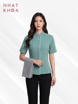 Áo Đồng Phục Tạp Vụ Xanh Mint Thanh Lịch