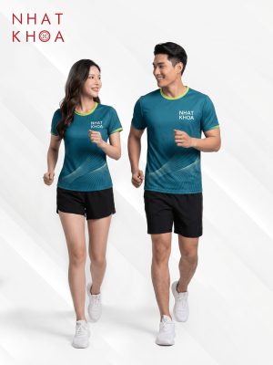 Áo Thun Đồng Phục Team Building Xanh Phối Viền