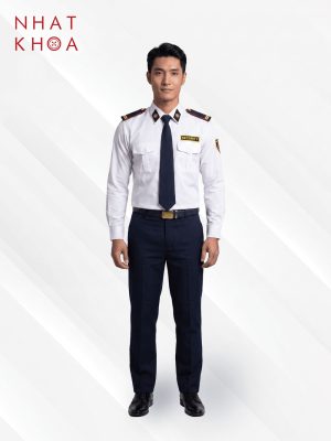 Đồng Phục Bảo Vệ Nam Sơ Mi Trắng Tay Dài Phối Quần Navy