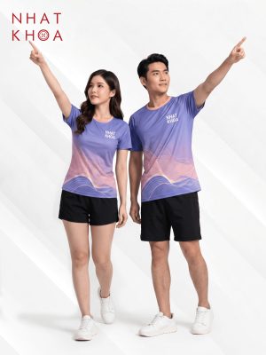 Áo Thun Đồng Phục Team Building Tím Phối Họa Tiết