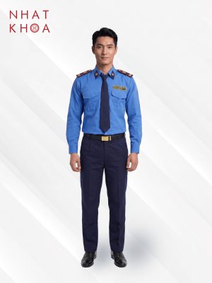 Đồng Phục Bảo Vệ Nam Sơ Mi Xanh Dương Cấp Vai Tay Dài
