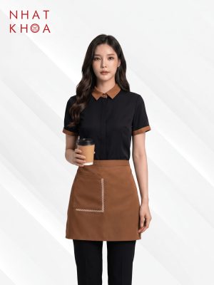 Đồng Phục Quán Cafe Đen Phối Nâu Cổ Polo