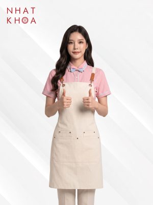 Áo Polo Đồng Phục Cafe Màu Hồng Phối Nơ Cổ