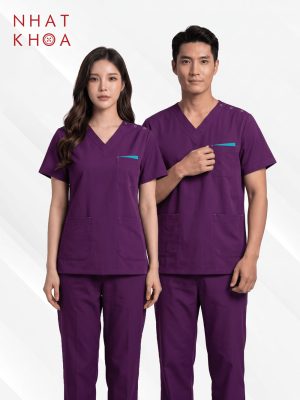 Bộ Đồng Phục Bệnh Viện Túi Ngực Phối Xanh Ngọc