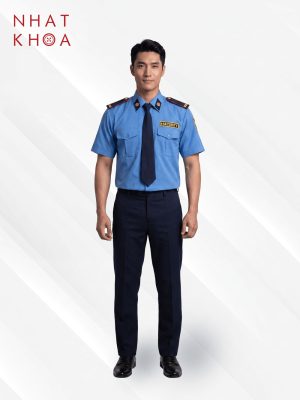 Đồng Phục Bảo Vệ Nam Áo Xanh Cấp Vai Tay Ngắn