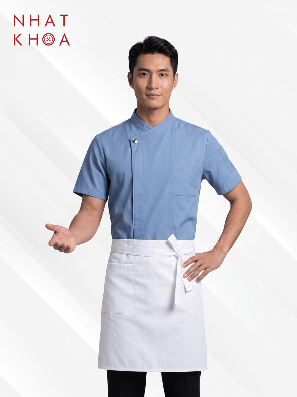 Đồng Phục Bếp Xanh Cổ Chéo