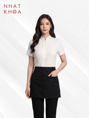 Áo Đồng Phục Quán Cafe Cổ Trụ Màu Trắng