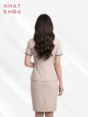 Alternative view of Đồng Phục Lễ Tân Kem Phối Viền Xanh