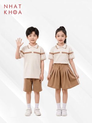 Áo Polo Đồng Phục Học Sinh Viền Nâu Hiện Đại
