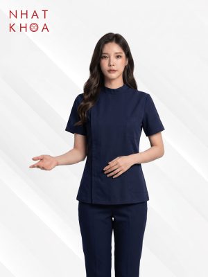 Bộ Đồng Phục Điều Dưỡng Cổ Trụ Thanh Lịch