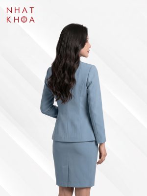 Alternative view of Đồng Phục Lễ Tân Xanh Pastel Cổ Shawl